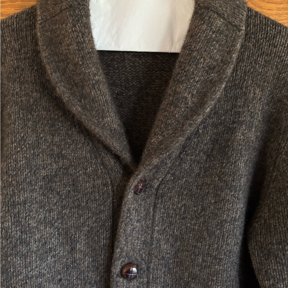 Vince Dark Brown Wool Blend Shawl Collar Cardigan - Picture 4 of 11